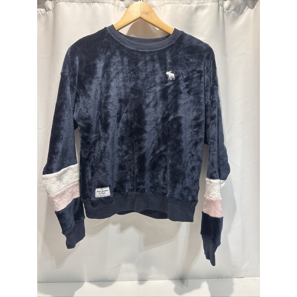 Abercrombie Kids Girls Colorblock Fleece Pullover Sweatshirt 15/16 Moose Logo